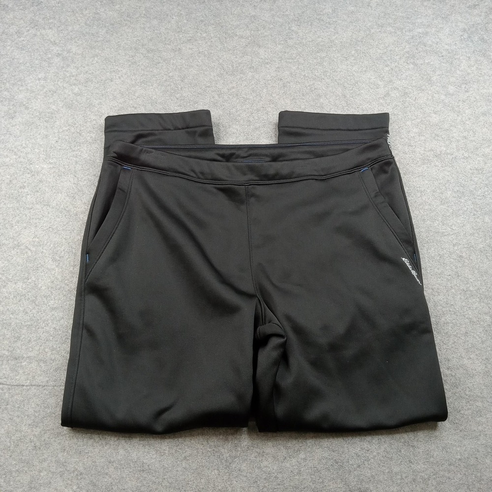 Eddie Bauer Pants Mens Large Black Fleece Lined Elastic‎ Waist Pockets D3586168